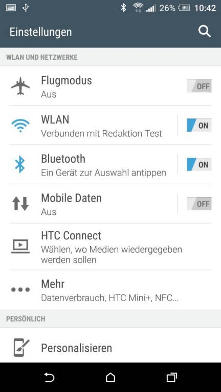 Das Menü des HTC One A9 im Test bei inside-digital.de