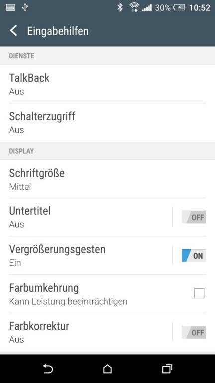 Das Menü des HTC One A9 im Test bei inside-digital.de