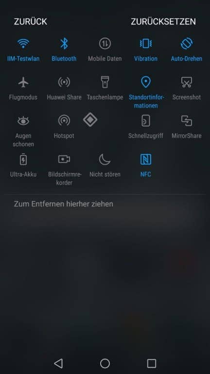 Das Menü des Huawei P10