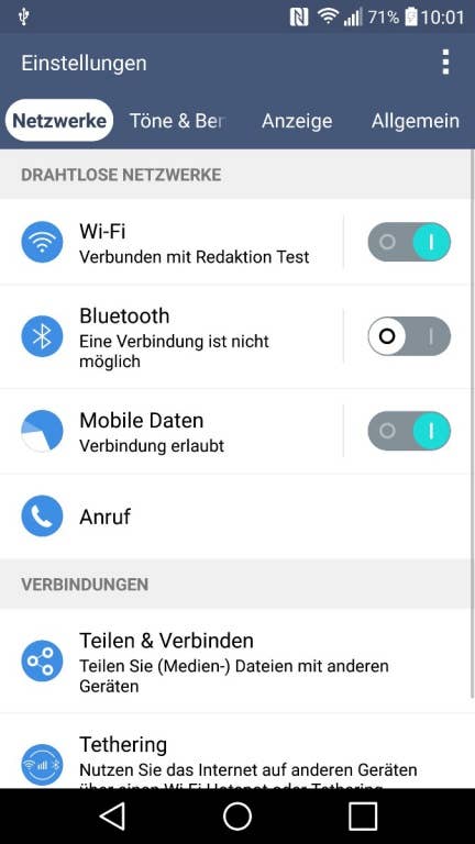 Das Menü des LG G4