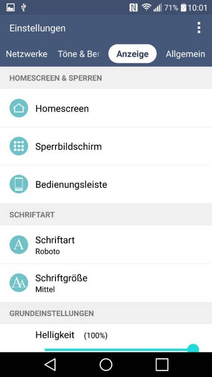 Das Menü des LG G4