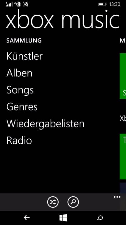 Das Menü des Lumia 640 Dual SIM