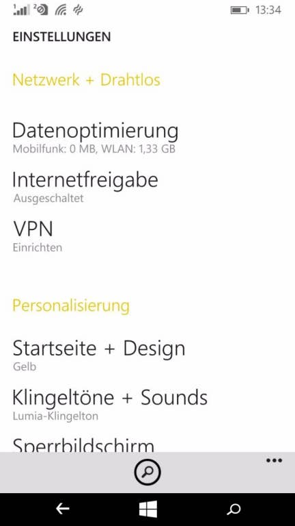 Das Menü des Lumia 640 Dual SIM