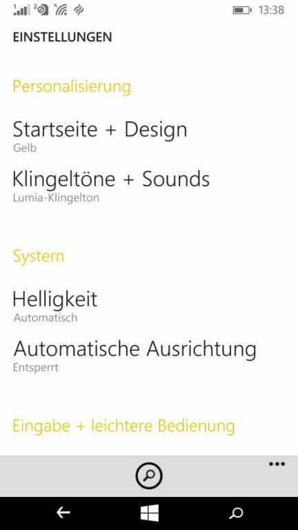 Das Menü des Lumia 640 Dual SIM