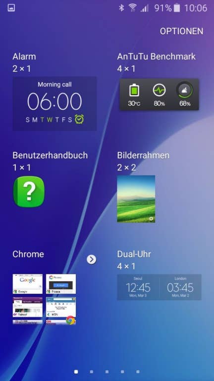 Das Menü des Samsung Galaxy A3 (2016)