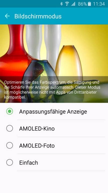 Das Menü des Samsung Galaxy A3 (2016)