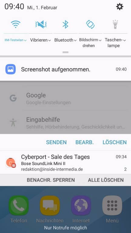 Das Menü des Samsung Galaxy A5 (2017)