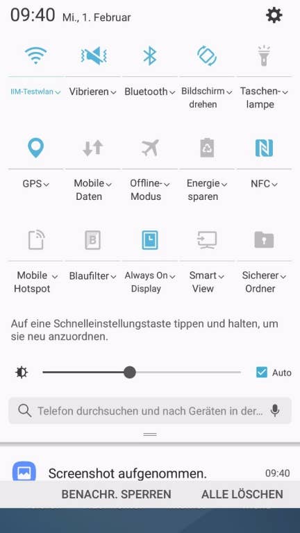 Das Menü des Samsung Galaxy A5 (2017)