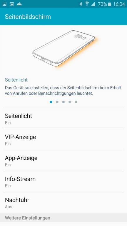Das Menü des Samsung Galaxy S6 edge Plus