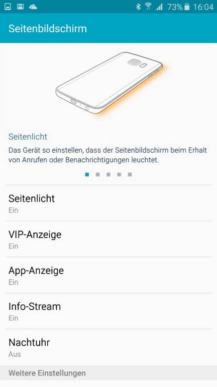 Das Menü des Samsung Galaxy S6 edge Plus