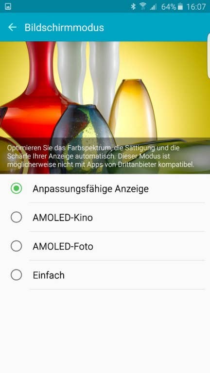 Das Menü des Samsung Galaxy S6 edge Plus