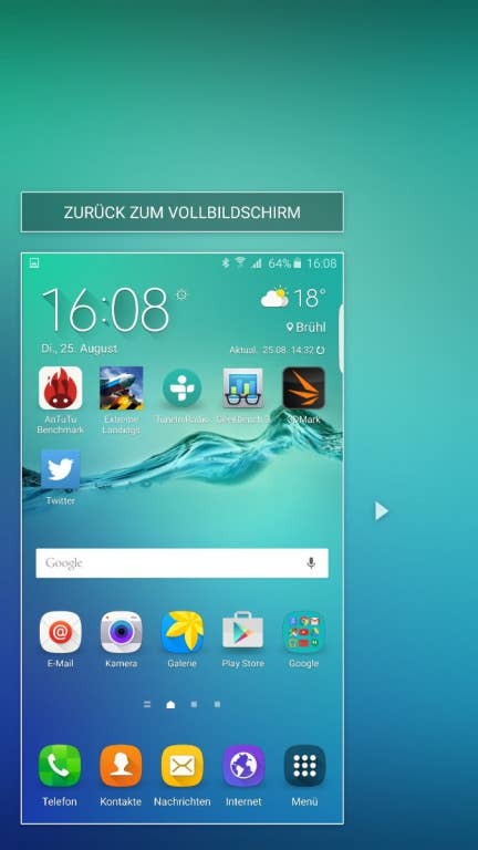 Das Menü des Samsung Galaxy S6 edge Plus