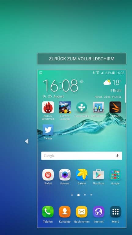 Das Menü des Samsung Galaxy S6 edge Plus