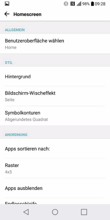 Das Menü und die Einstellungen das LG G6