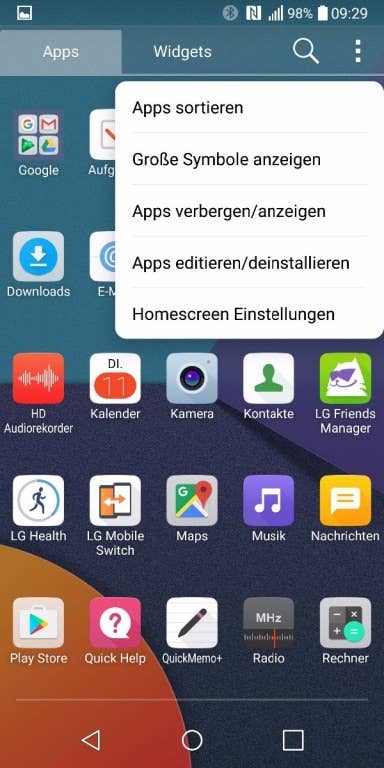 Das Menü und die Einstellungen das LG G6