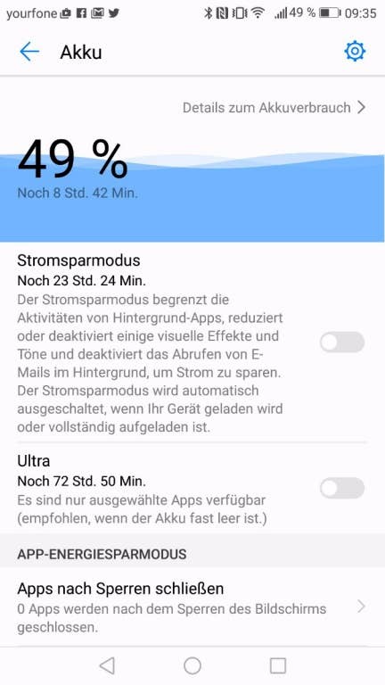 Das Verhalten des Akkus im Huawei P8 Lite (2017)