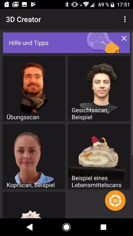 Der 3D-Scanner im Sony Xperia XZ1