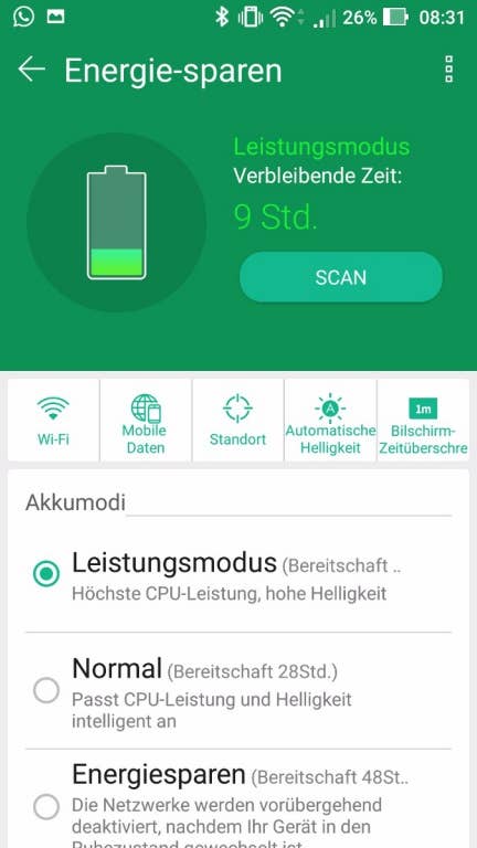 Der Akku-Manager des Asus ZenFone 3 Deluxe