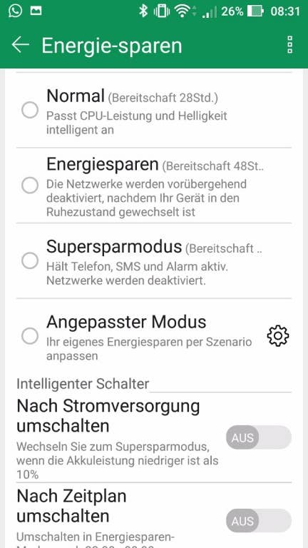 Der Akku-Manager des Asus ZenFone 3 Deluxe