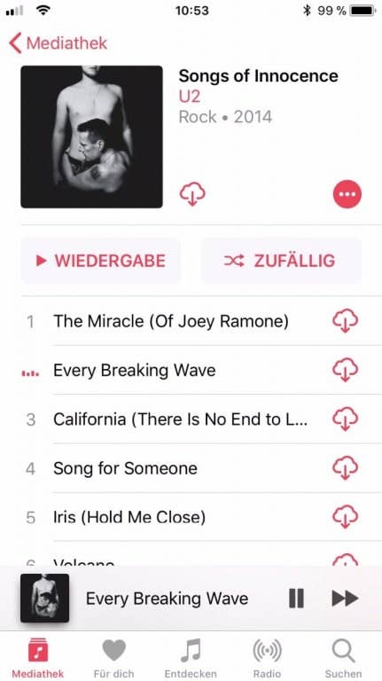 Der Musik-Player des Apple iPhone 8