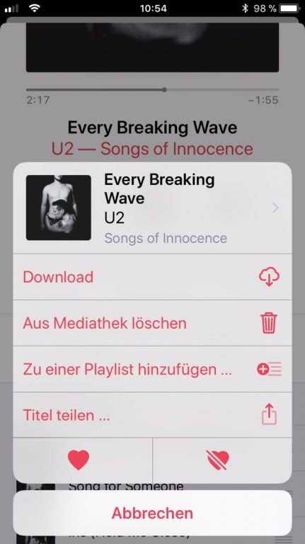 Der Musik-Player des Apple iPhone 8