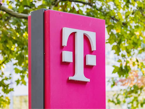 Telekom-Logo in Düsseldorf.