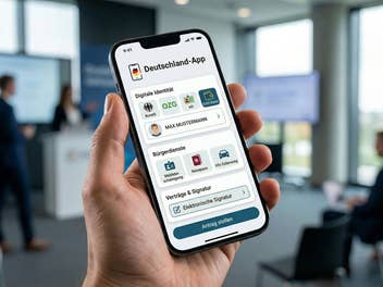 Bild das eine mögliche Variante der Deutschland-App auf einem Smartphone zeigt