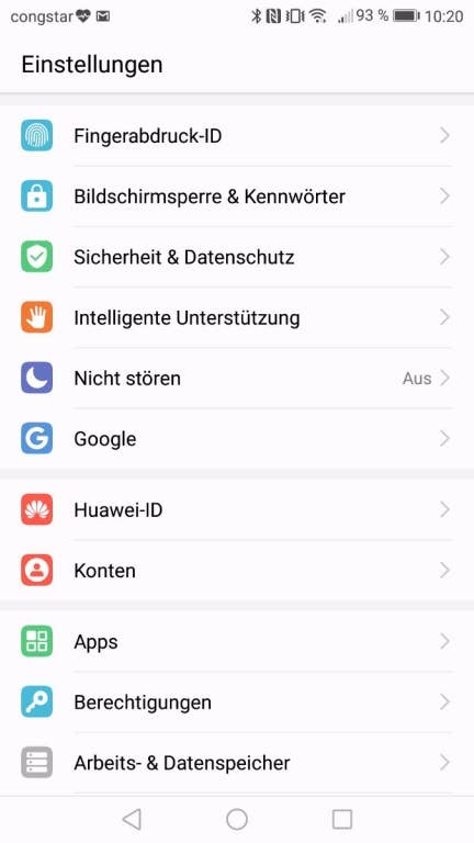 Die Benutzeroberfläche des Huawei P10 lite