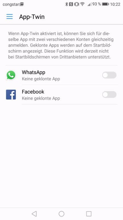 Die Benutzeroberfläche des Huawei P10 lite