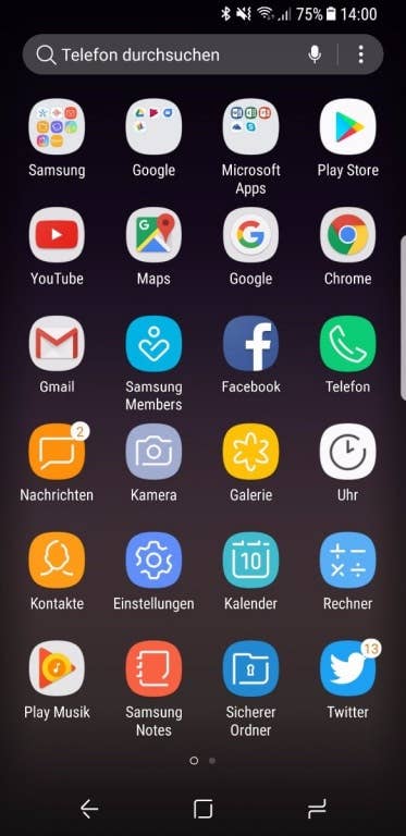 Die Benutzeroberfläche des Samsung Galaxy S8