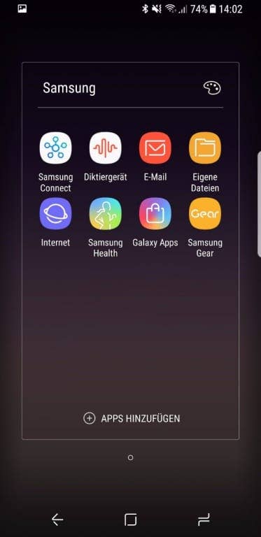 Die Benutzeroberfläche des Samsung Galaxy S8