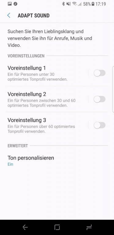 Die Benutzeroberfläche des Samsung Galaxy S8