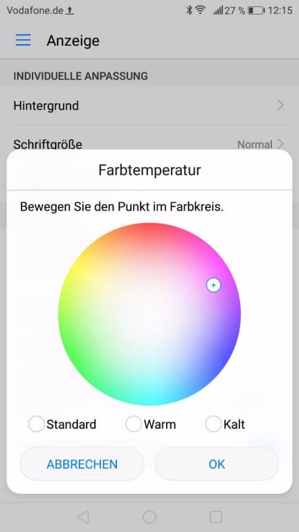 Die Display-Einstellungen des Huawei Nova 2