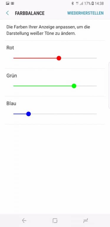 Die Display-Einstellungen des Samsung Galaxy S8+