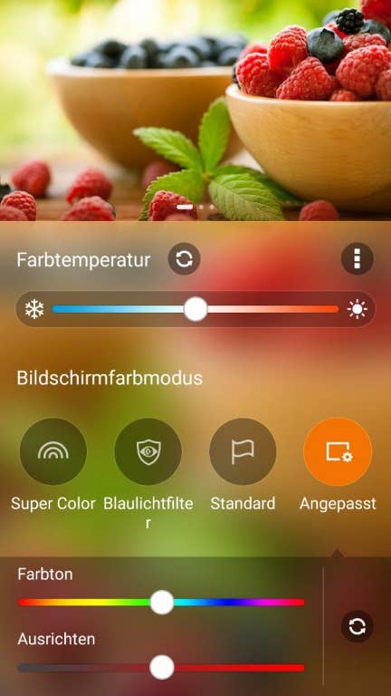 Die Displayoptionen des Asus ZenFone 3 Deluxe