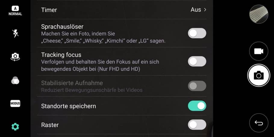 Die Kamera-App des LG G6