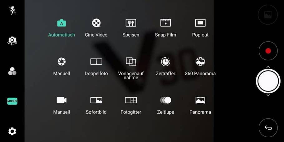 Die Kamera-App des LG V30