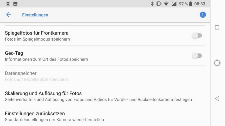 Die Kamera-App des Nokia 8 Sirocco im Test