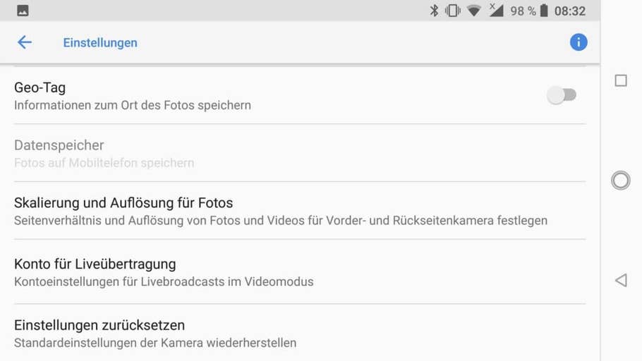 Die Kamera-App des Nokia 8 Sirocco im Test