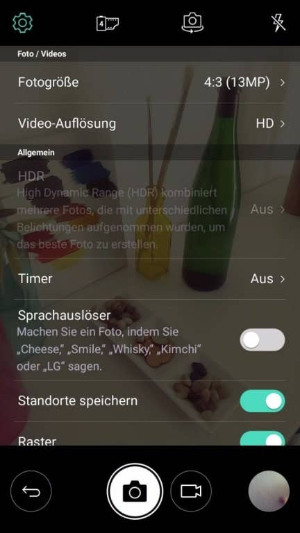 Die Kamerasoftware im LG X power2