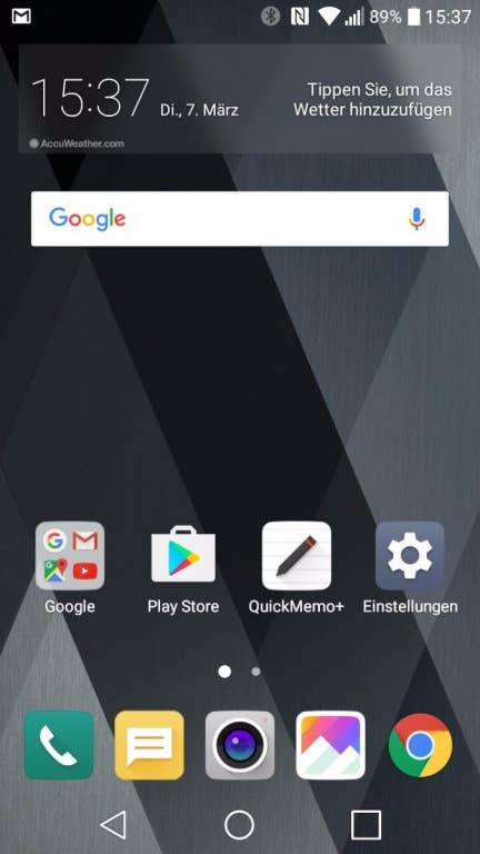 Die Menüs des LG K10 (2017)