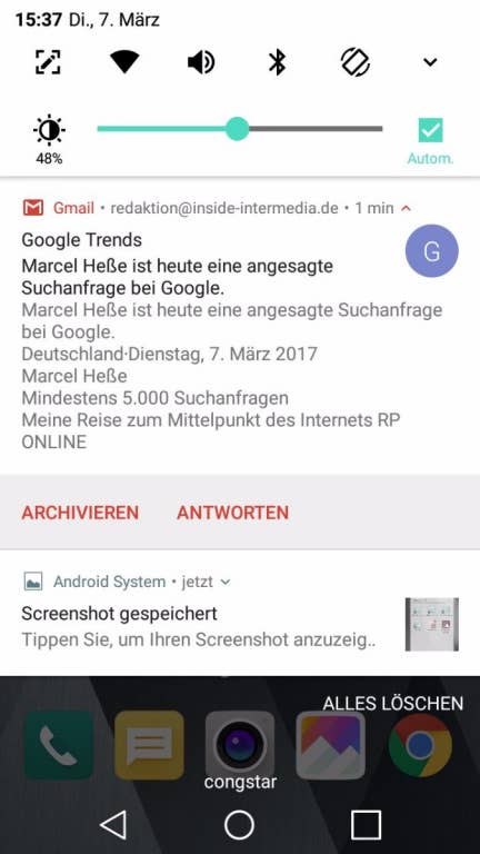 Die Menüs des LG K10 (2017)