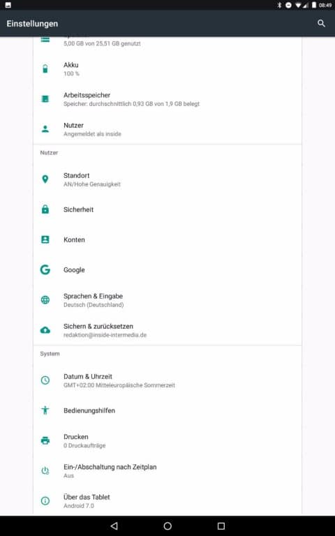 Die Menüs und Einstellungen des Medion LifeTab X10311