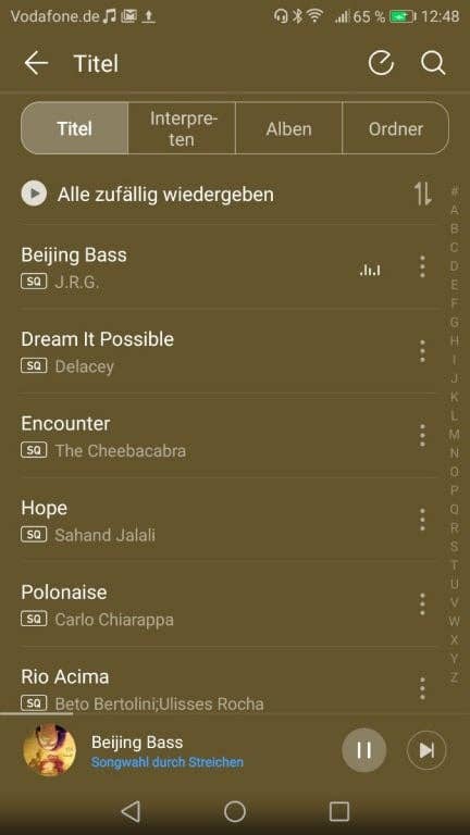 Die Musik-App des Huawei Nova 2