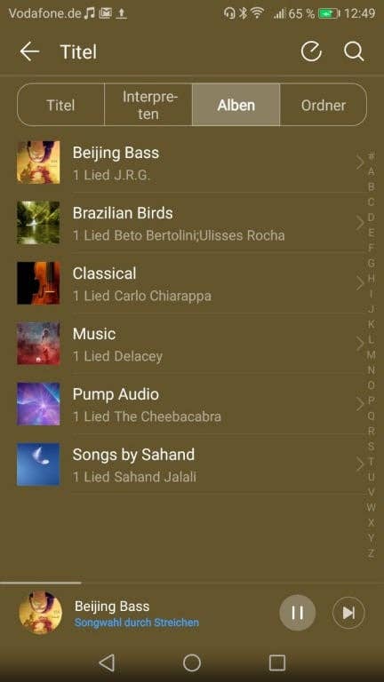 Die Musik-App des Huawei Nova 2
