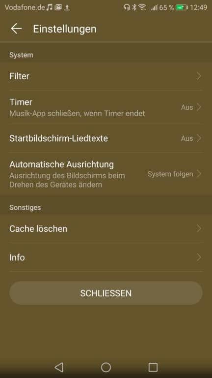 Die Musik-App des Huawei Nova 2