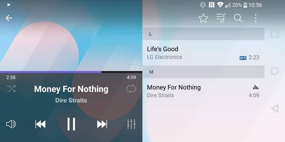 Die Musik-App des LG G6