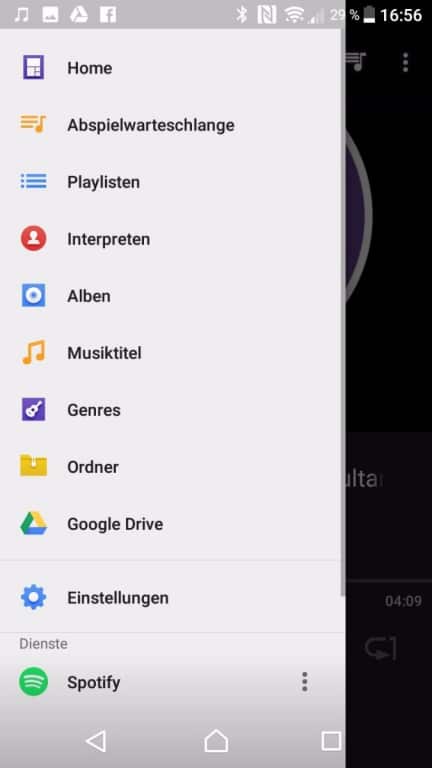 Die Musik-App des Sony Xperia L1