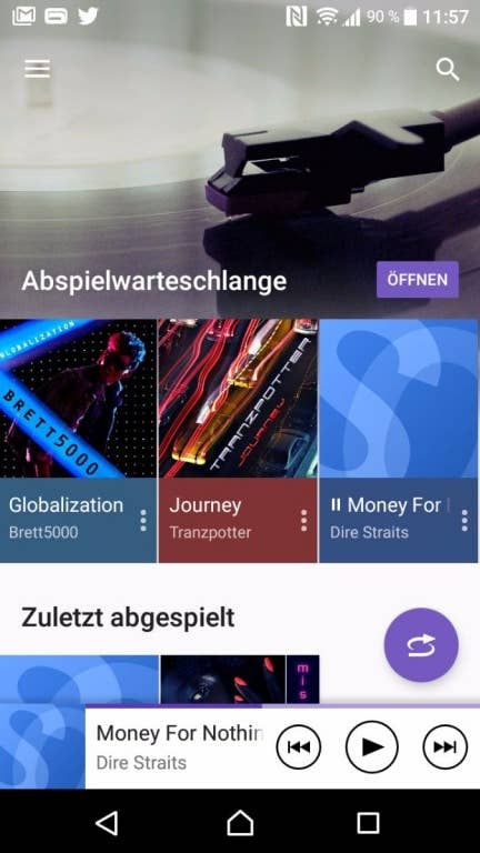 Die Musik-App des Sony Xperia L1