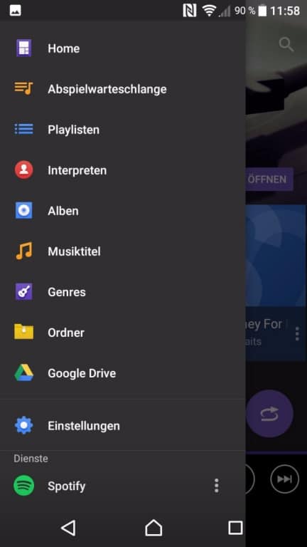 Die Musik-App des Sony Xperia L1